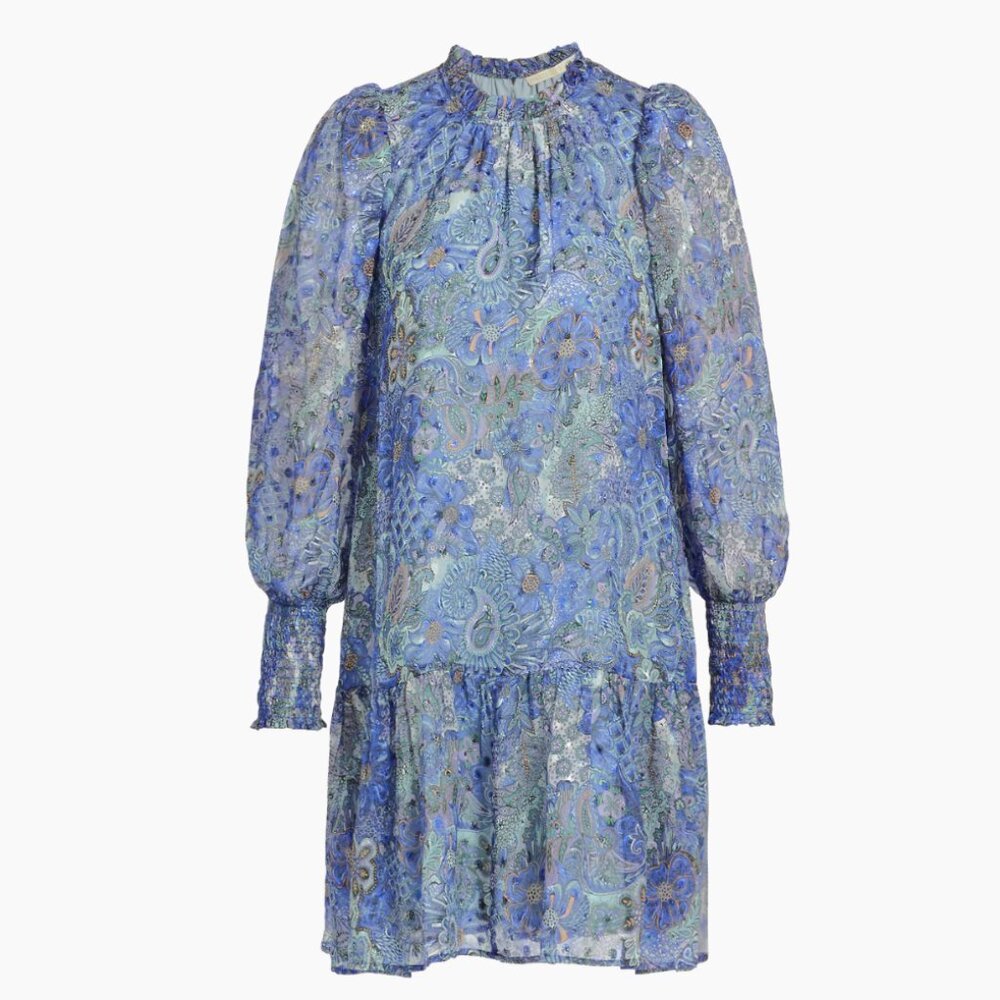 Marie Oliver Irena Balloon-Sleeve Minidress Size XS